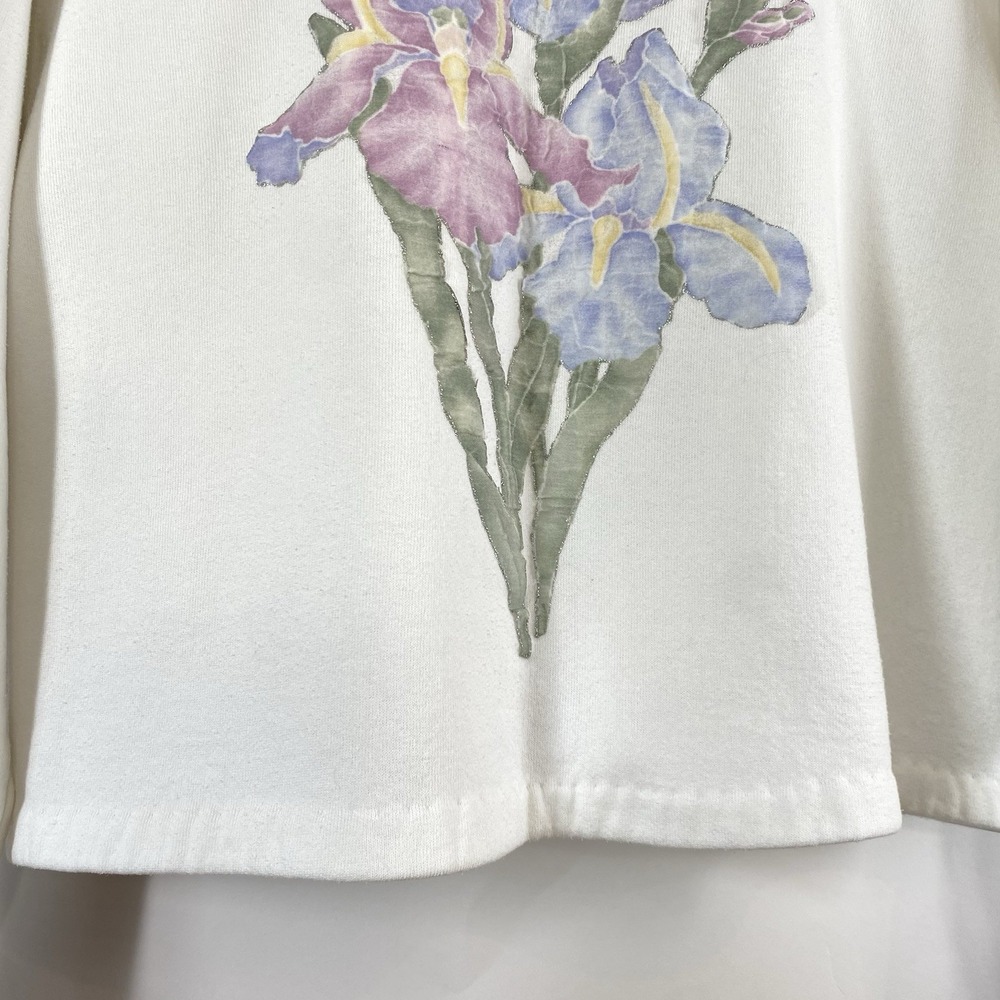 Handmade Women's Sweatshirt Cardigan Floral Granny Church Cottagecore Size Large - Picture 7 of 16